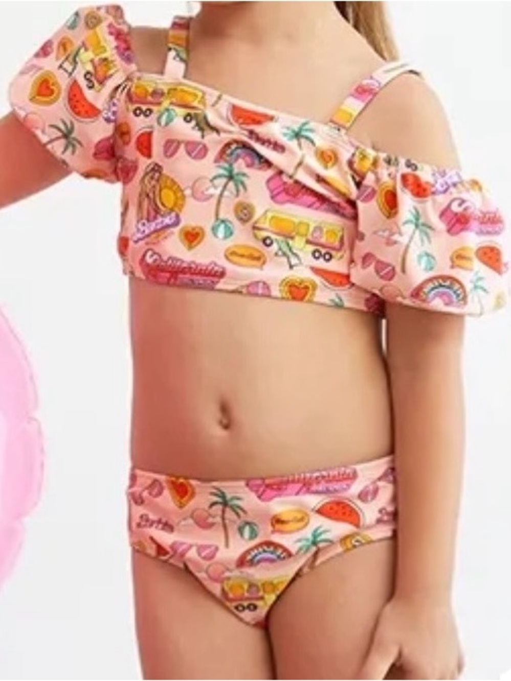 Barbie x Posh Peanut Girls Pink Ruffle Bikini